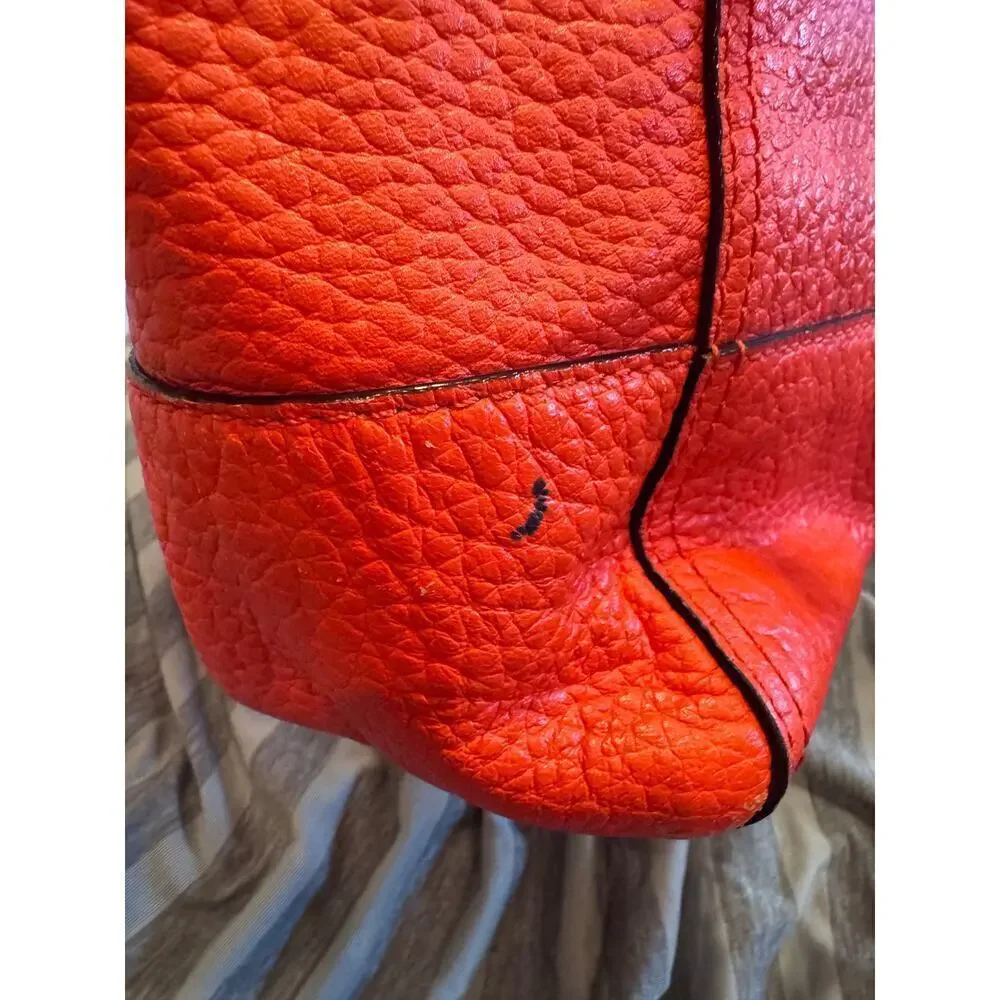 Kate Spade New York Orange Large Purse Bag Leather Magnetic Closure Pockets